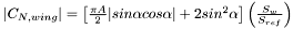 $ |C_{N, wing}| = \left[ \frac{\pi A}{2}|sin \alpha’ cos \alpha’| + 2 sin^2 \alpha’ \right] \left( \frac{S_w}{S_{ref}} \right) $